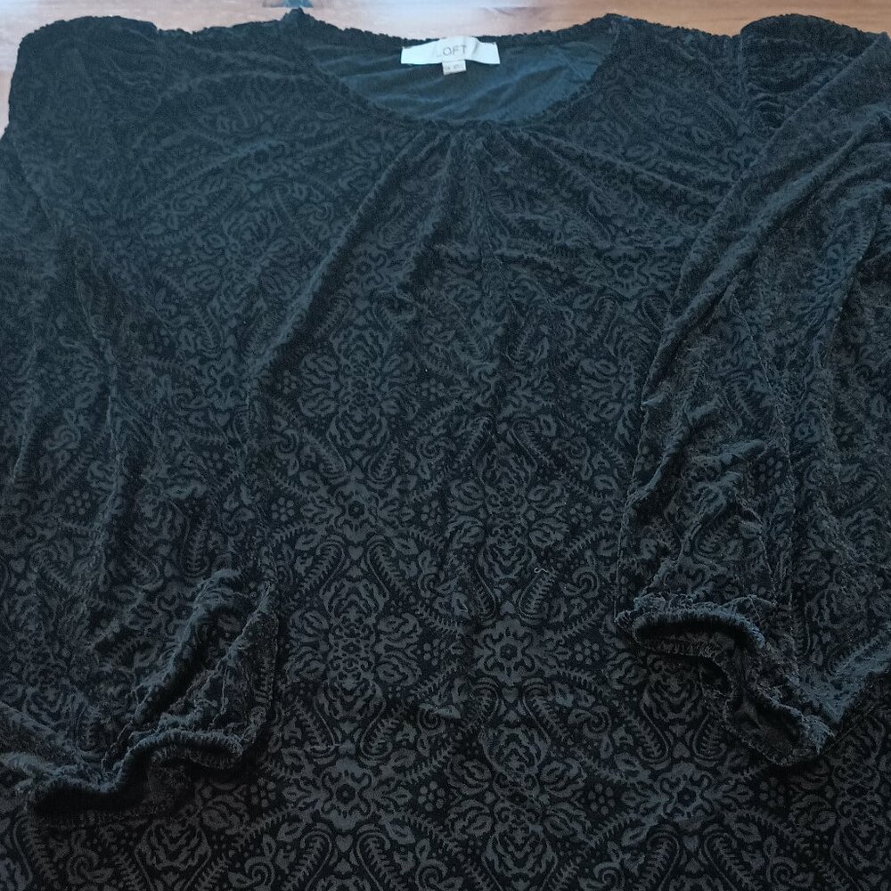 Loft Size XXL Black Velvet Burnout BOHO Top